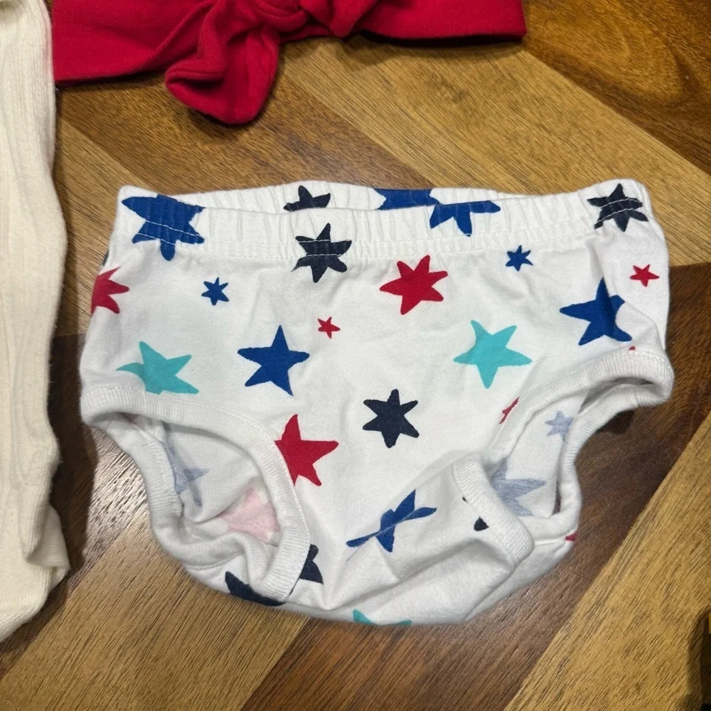 Hanna Andersson Cream Tights, headband and Starry bloomers lot